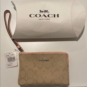 Coach Beige and Pink Wristlet